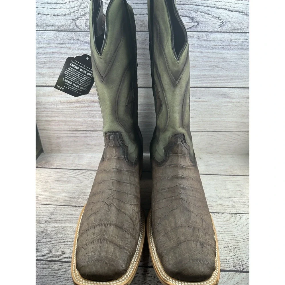 Tanner Mark Men's Exotic Leather Genuine Caiman Oak Boots Size 13 NWB $550